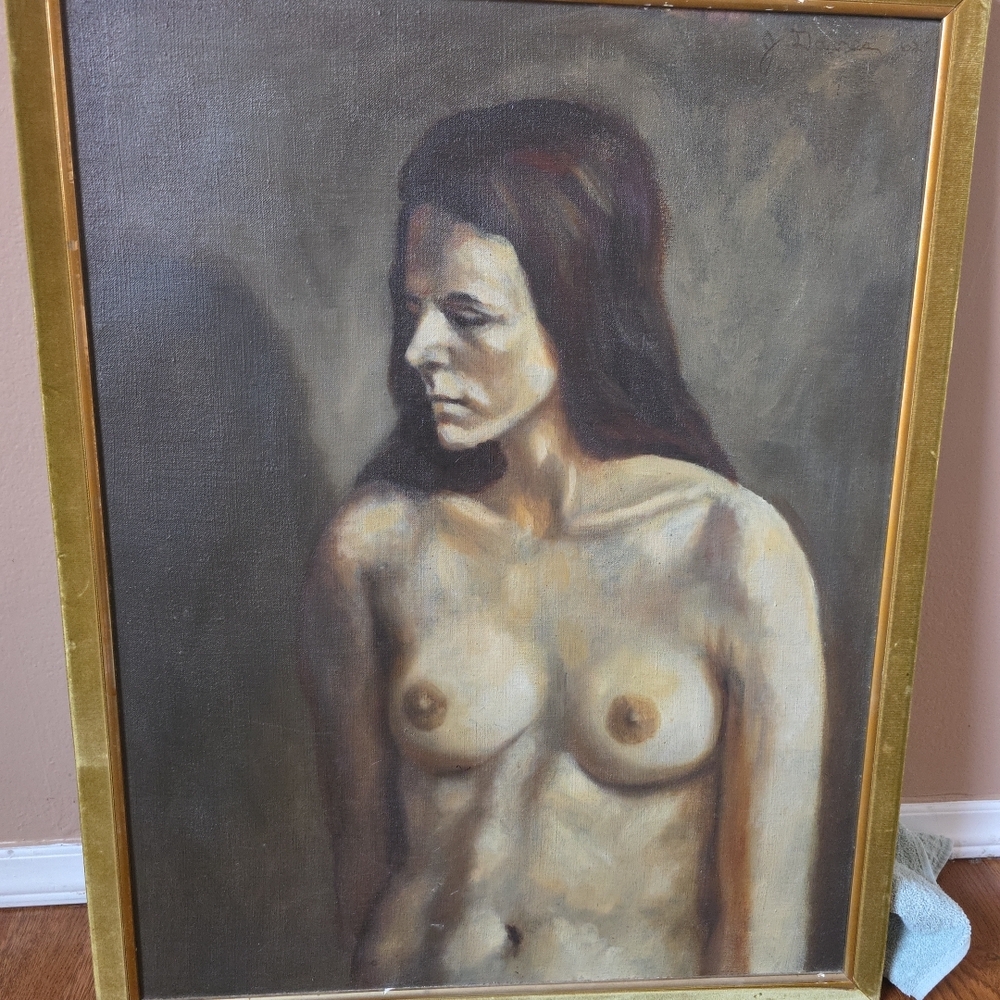 Framed Portrait Painting with Gold Frame